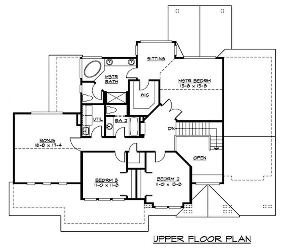 Floor Plan Second Story of Craftsman Plan #115-1395